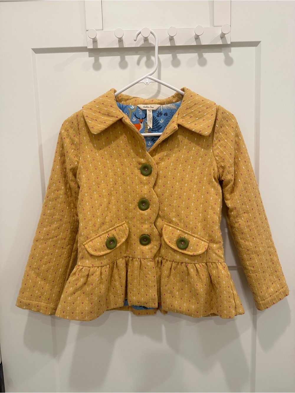 Matilda Jane Mustard Yellow Quilted Peplum Pea Coat